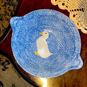 N.S. Gustin LA Pottery Large Blue Sponge Ware Vintage Bowl